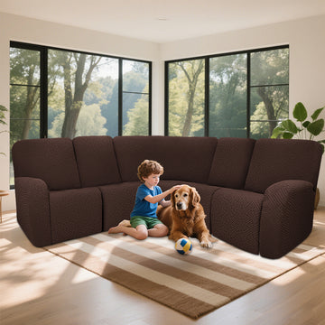 100% Waterproof Sectional Recliner Couch Covers for Reclining Couch L Shaped Corner Sectional Sofa Cover Jacquard Stretch L Shape Recliner Slipcovers