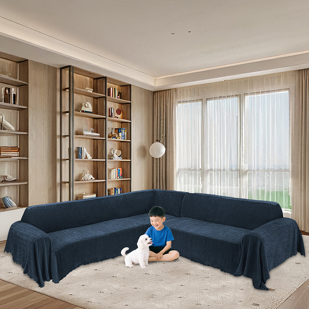 100% Waterproof Corner Sectional Couch Covers L Shape Chenille Sectional Sofa Cover with Tassel Soft Thick Washable Sofa Slipcover Furniture Protector for Dogs Pets