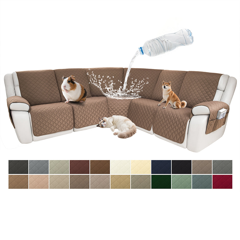 Waterproof Sectional Reclining Couch Covers L Shaped Recliner Sectional Sofa Cover 7 Piece Non Slip Washable Corner Recliner Slipcover Set for Pet Dog