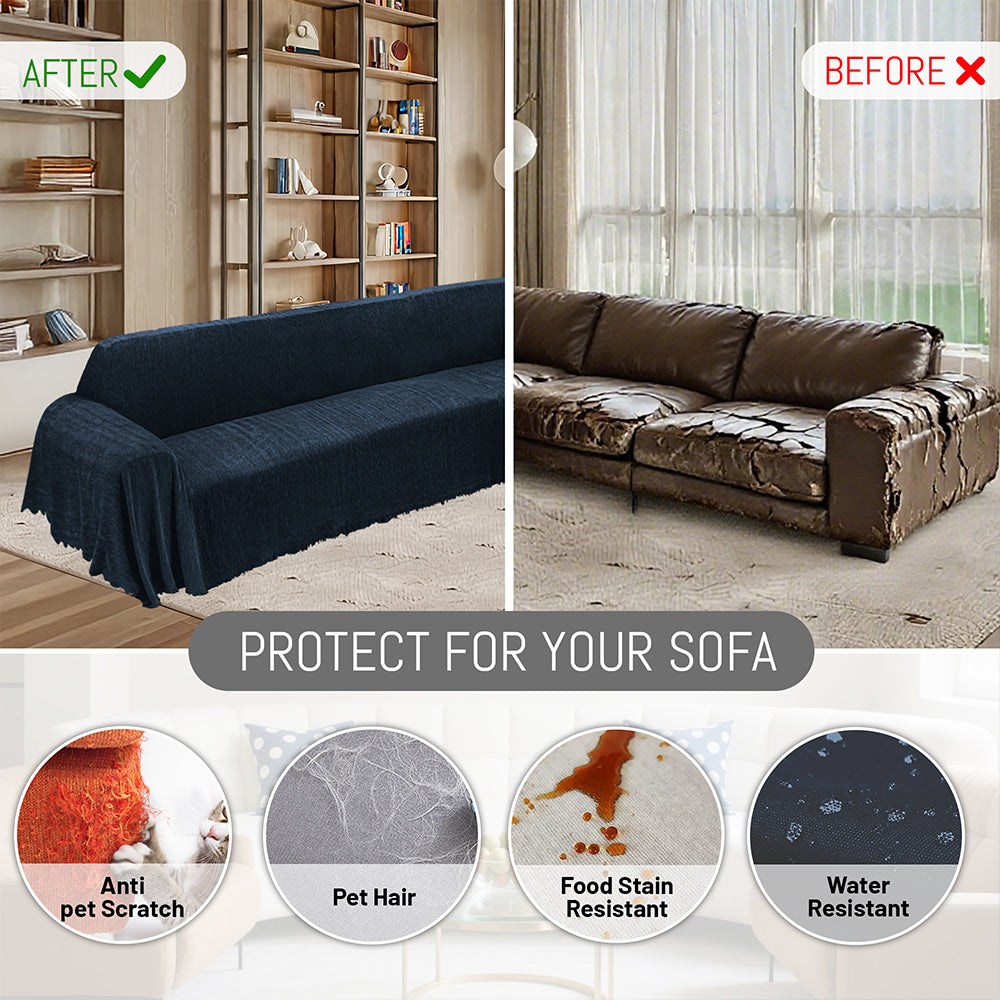 100% Waterproof Corner Sectional Couch Covers L Shape Chenille Sectional Sofa Cover with Tassel Soft Thick Washable Sofa Slipcover Furniture Protector for Dogs Pets