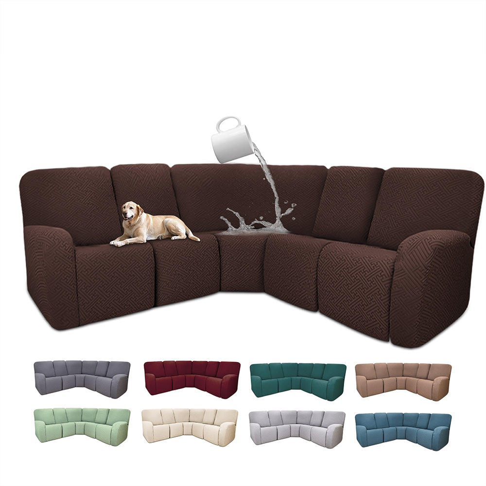 100% Waterproof Sectional Recliner Couch Covers for Reclining Couch L Shaped Corner Sectional Sofa Cover Jacquard Stretch L Shape Recliner Slipcovers