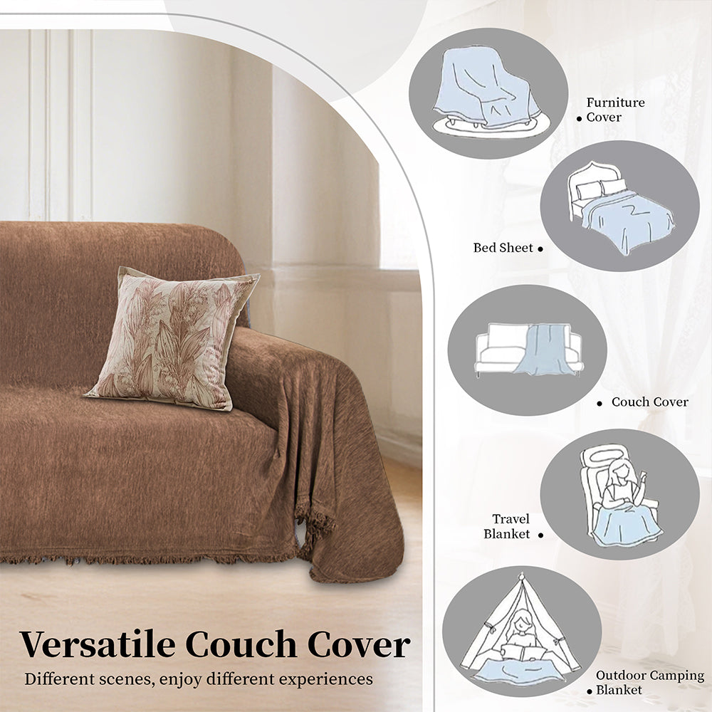 100% Waterproof Sectional Couch Covers for Dogs Chenille L Shape Sofa Cover Blanket Set 2 Pieces Sectional Slipcover with Tassel Soft Washable Pet Furniture Protector