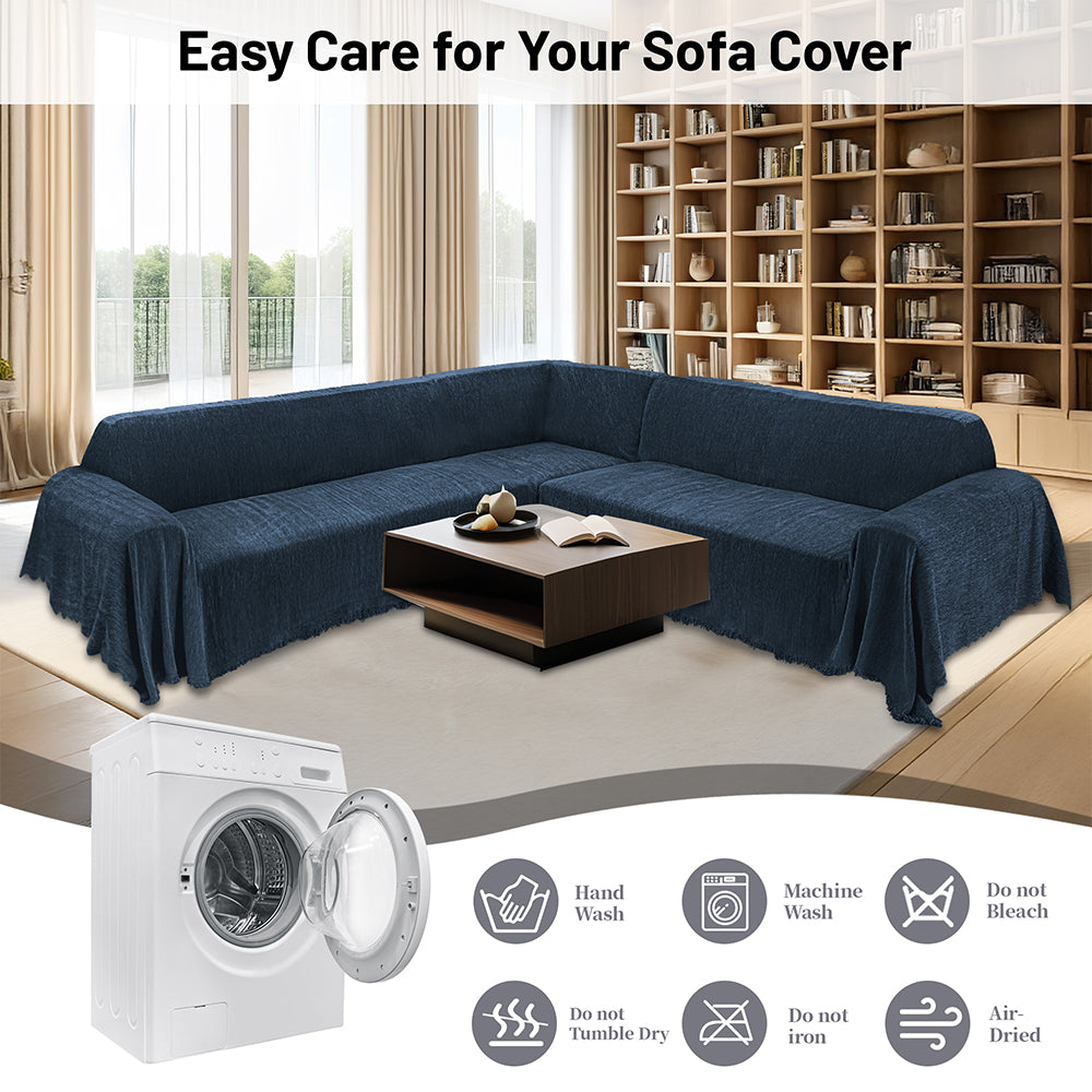 100% Waterproof Corner Sectional Couch Covers L Shape Chenille Sectional Sofa Cover with Tassel Soft Thick Washable Sofa Slipcover Furniture Protector for Dogs Pets