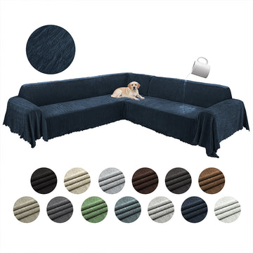 100% Waterproof Corner Sectional Couch Covers L Shape Chenille Sectional Sofa Cover with Tassel Soft Thick Washable Sofa Slipcover Furniture Protector for Dogs Pets
