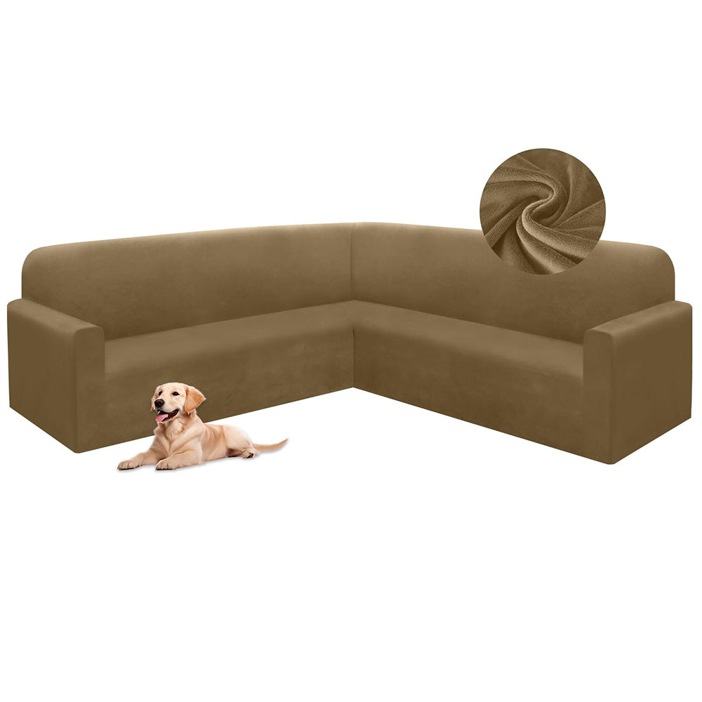 Corner Sectional Couch Covers Velvet Stretch L Shape Sofa Cover Soft Thick Sectional Slipcovers Set U Shaped Living Room Non Slip Magic Furniture Protector for Pet Dogs