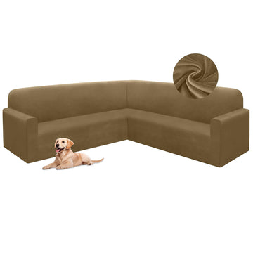 Corner Sectional Couch Covers Velvet Stretch L Shape Sofa Cover Soft Thick Sectional Slipcovers Set U Shaped Living Room Non Slip Magic Furniture Protector for Pet Dogs