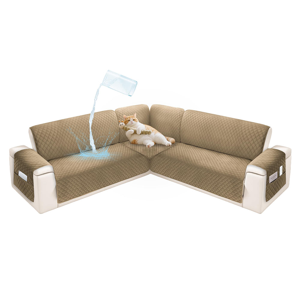 Sectional Couch Covers for Dogs 100% Waterproof Corner L Shaped Sofa Cover Pet Friendly Velvet Washable Anti Slip L Shape Modular Sofa Slipcover Protector with Pockets