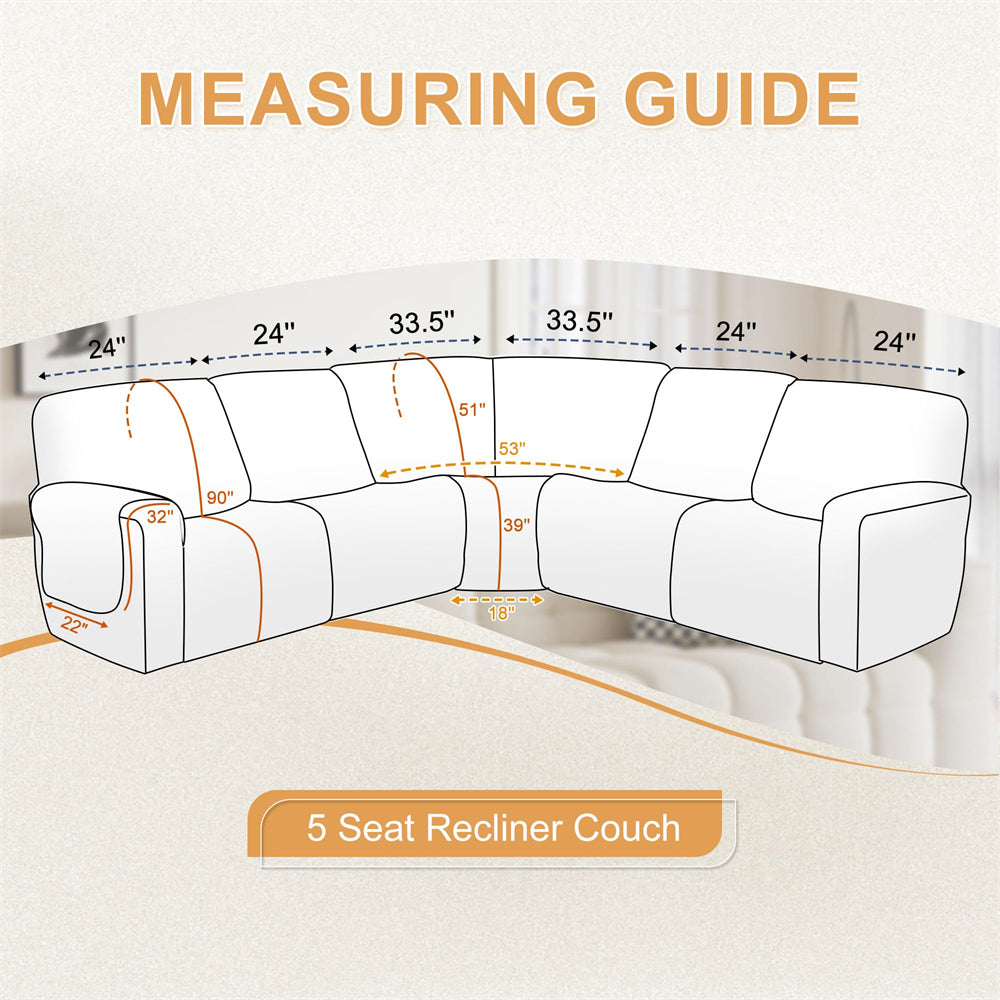 100% Waterproof Reclining Sectional Couch Covers L Shape Recliner Sofa Cover Washable Quilted Soft Pet Dog Corner Recliner Slipcovers with Pockets