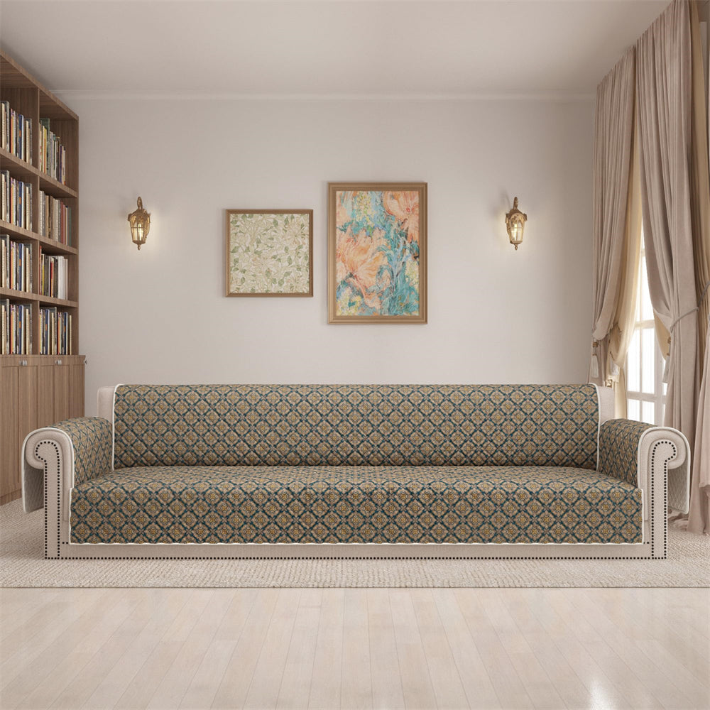 100% Waterproof Couch Cover for 3 Cushion Couch Sofa Pet Friendly Sofa Covers Washable Printed Non Slip Furniture Protector Slipcovers with Pockets for Dogs