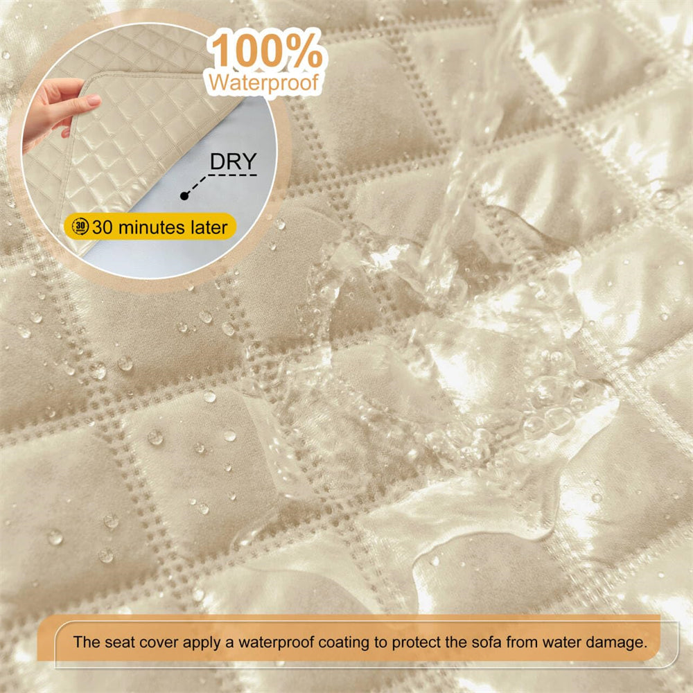 100% Waterproof Reclining Sectional Couch Covers L Shape Recliner Sofa Cover Washable Quilted Soft Pet Dog Corner Recliner Slipcovers with Pockets