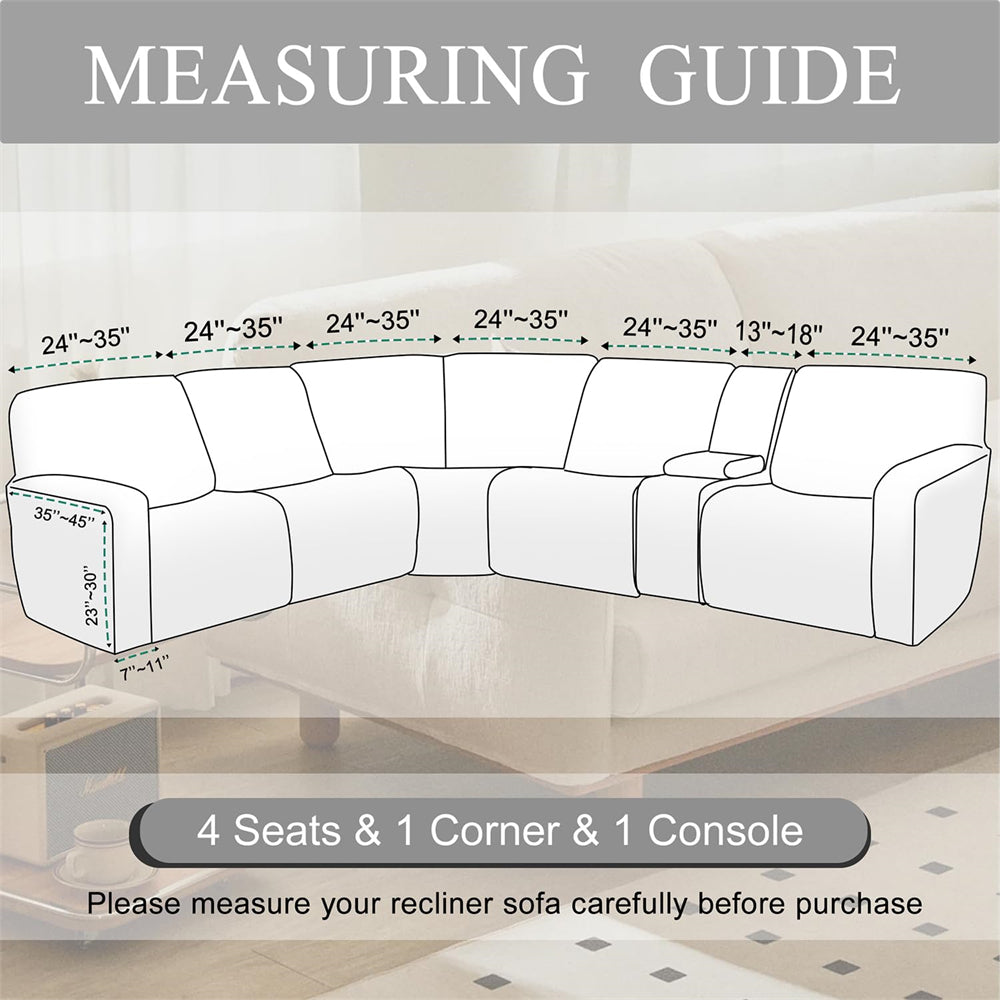5-seat adjustable backrest combination sofa cover, velvet L-shaped combination sofa cover, washable elastic soft corner back sofa cover, with non-slip elastic band at the bottom.
