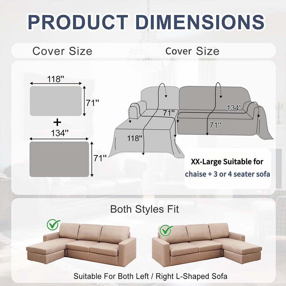 Sectional Couch Covers for Sectional Sofa 1OO% Waterproof L Shaped Couch Cover Blanket Dog Pet Friendly 2 pcs Chenille Washable L Shape Sofa Cover Protector