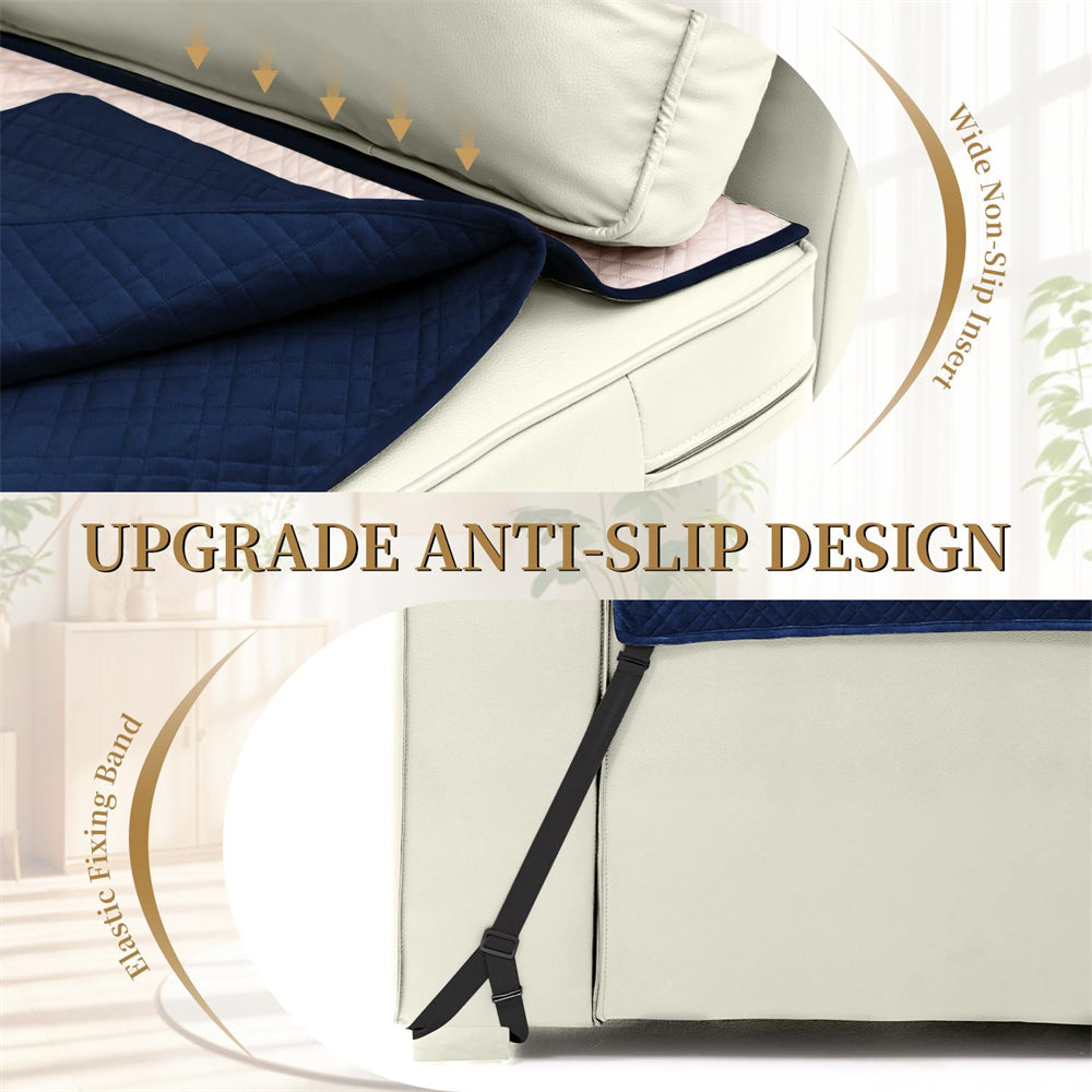 Waterproof L Shaped Couch Cover for Sectional Sofa Velvet Quilted Corner Sofa Cover L Shape Furniture Protector Slipcover Set with Non Slip Straps for Pets Dogs Kids