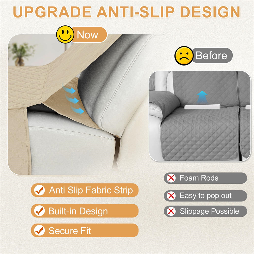 100% Waterproof Reclining Sectional Couch Covers L Shape Recliner Sofa Cover Washable Quilted Soft Pet Dog Corner Recliner Slipcovers with Pockets