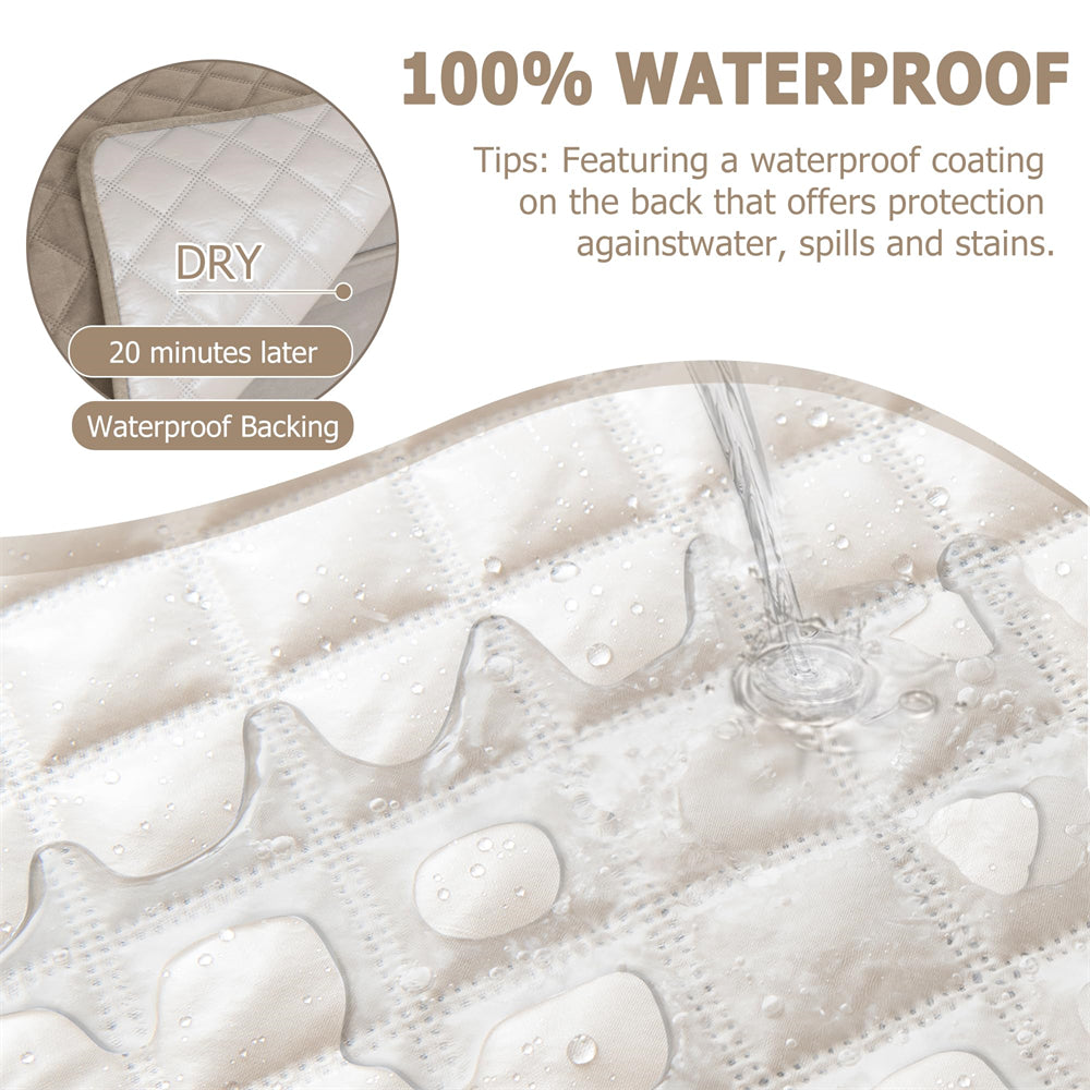 Waterproof Sectional Couch Covers Velvet Quilted 2-Pieces L Shape Sofa Cover Washable Thick Non Slip Sectional Slipcovers with Chaise Furniture Protector for Dogs Pets