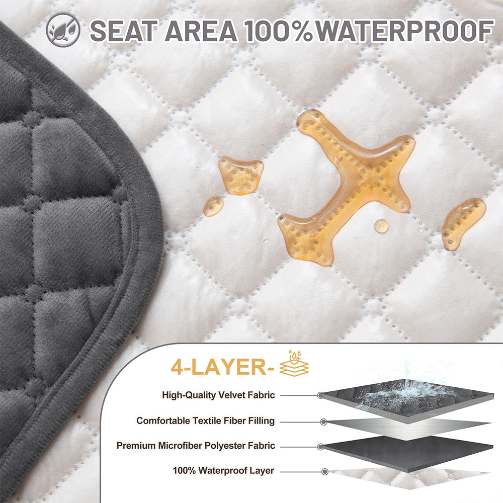 Reclining Sectional Couch Covers 100% Waterproof Recliner Cover Washable Velvet L Shape Recliner Sofa Covers for Dogs Pets Anti Slip Recliner Slipcovers with Pockets