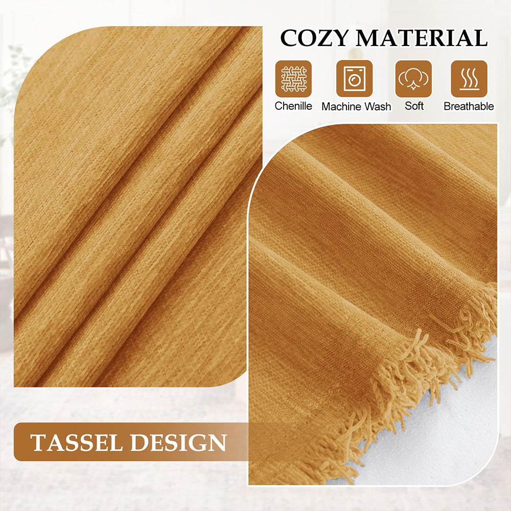 Chenille Couch Covers for Sectional Sofa L Shape Sofa Cover Blanket with Tassel 2-Piece L Shaped Sectional Slipcovers with Chaise Washable Pet Dog Furniture Protector