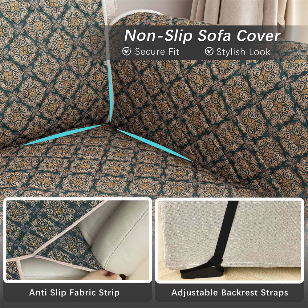 100% Waterproof Couch Cover for 3 Cushion Couch Sofa Pet Friendly Sofa Covers Washable Printed Non Slip Furniture Protector Slipcovers with Pockets for Dogs