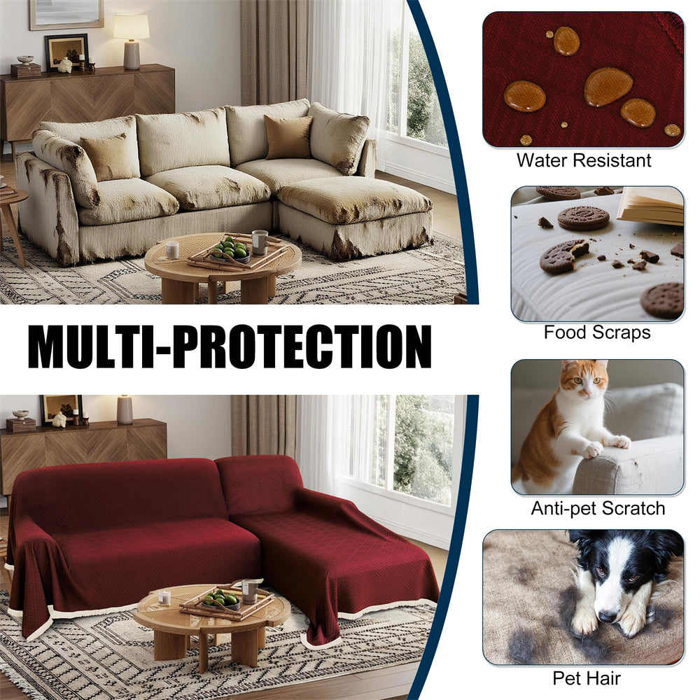 Waterproof L Shaped Sectional Couch Covers Blanket 2 Piece Sectional Sofa Cover Washable L Shape Sofa Slipcover Jacquard Quilted Furniture Protector for Dogs Pets Cats