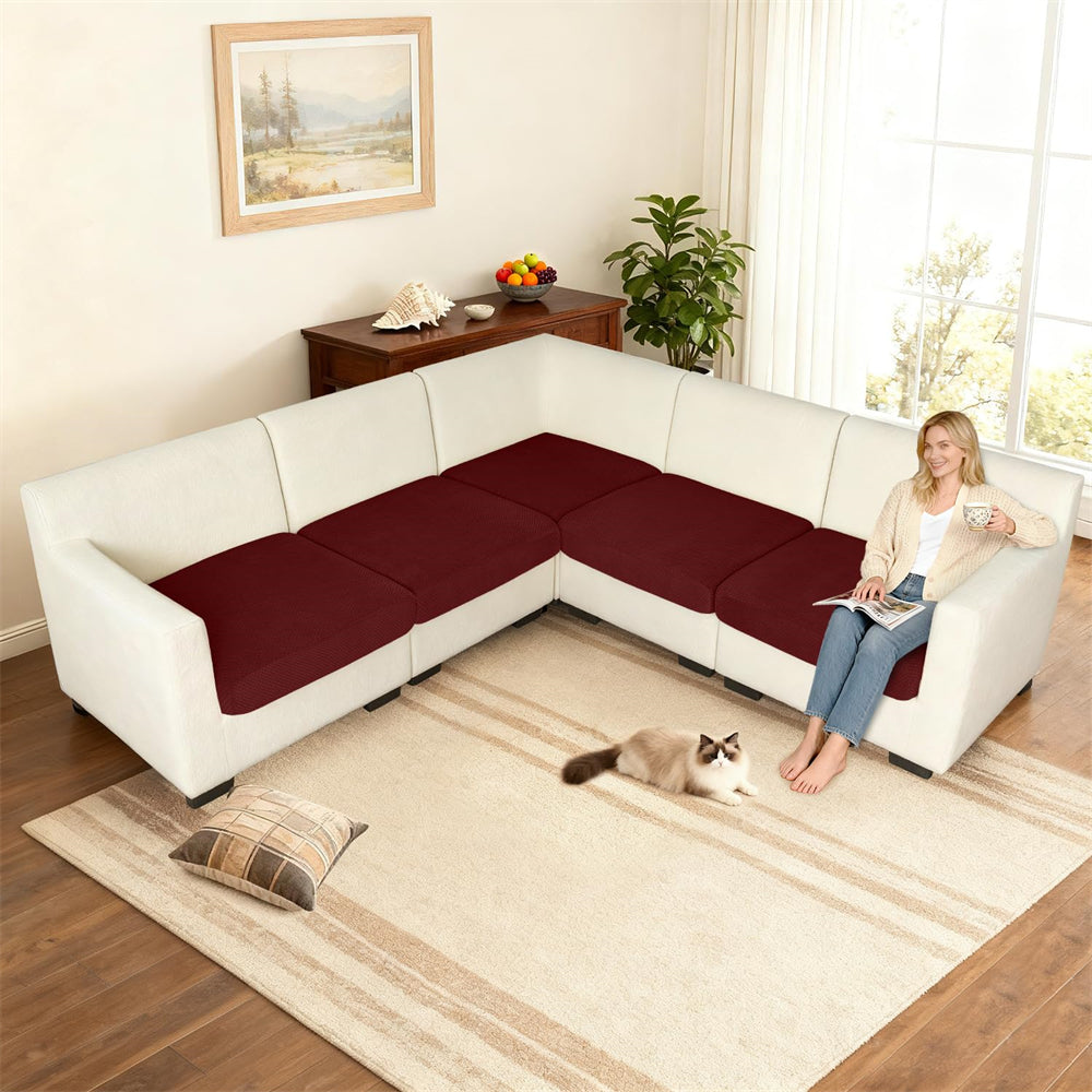 Sectional Couch Covers, 100% Waterproof High Stretch Sofa Slipcovers Soft Washable Couch Cushion Covers Anti-Slip Furniture Protector Sofa Covers for Kids/Pets