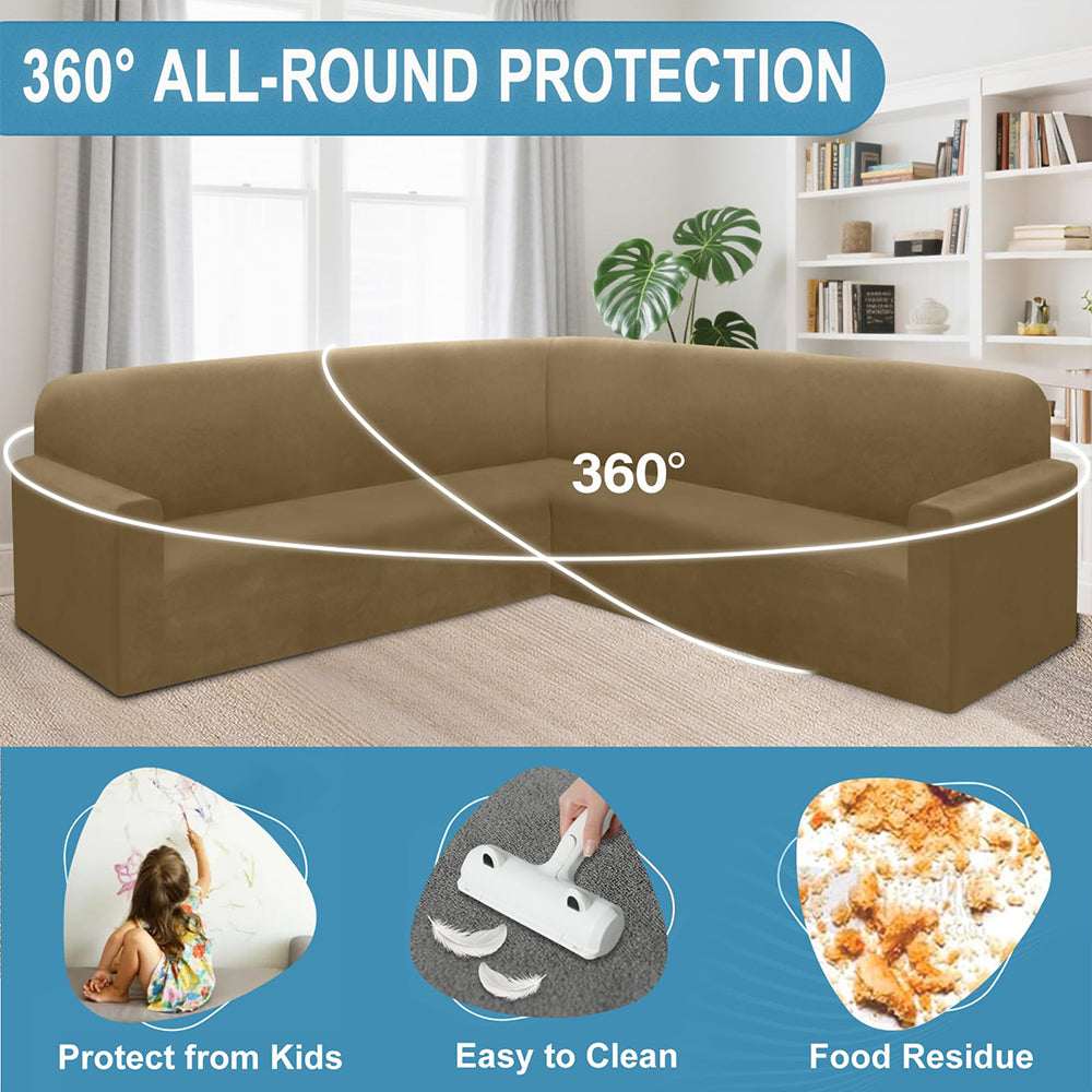 Corner Sectional Couch Covers Velvet Stretch L Shape Sofa Cover Soft Thick Sectional Slipcovers Set U Shaped Living Room Non Slip Magic Furniture Protector for Pet Dogs