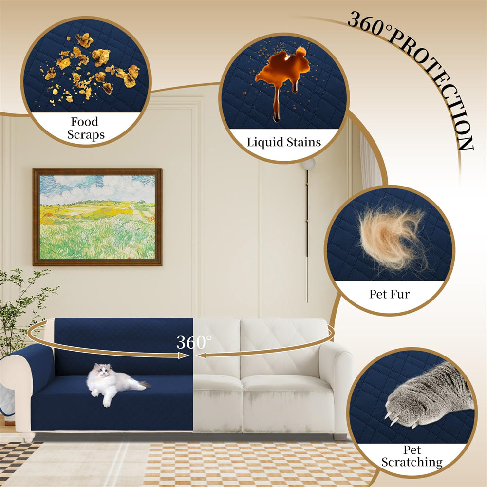 Waterproof L Shaped Couch Cover for Sectional Sofa Velvet Quilted Corner Sofa Cover L Shape Furniture Protector Slipcover Set with Non Slip Straps for Pets Dogs Kids