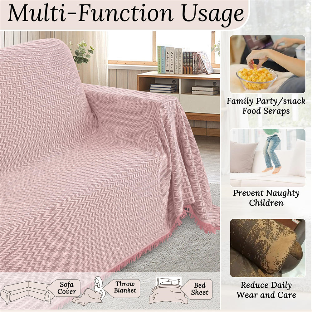 Sectional Couch Covers L Shape Corner Sofa Cover Blanket Jacquard Knitted U Shaped Sofa Slipcovers with Tassel Soft Washable Non Slip Pet Dog Furniture Protector