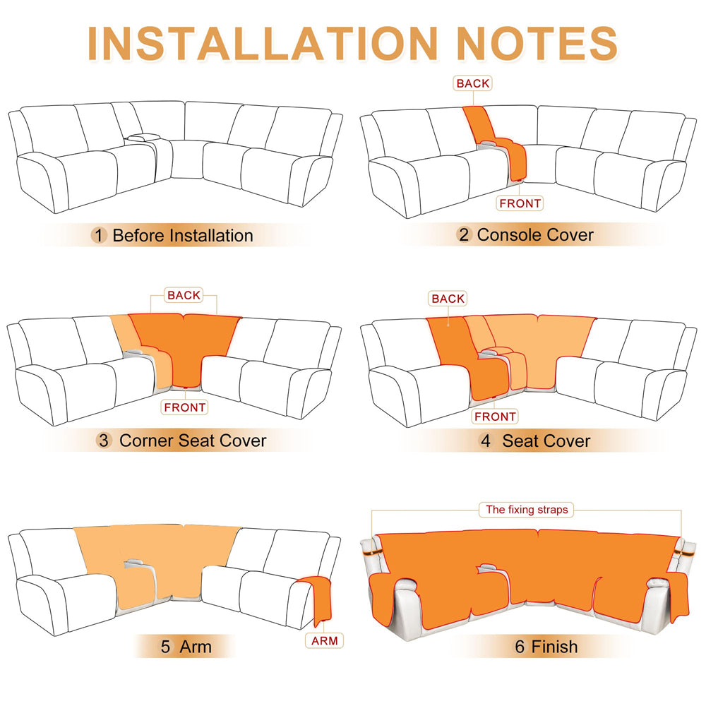 100% Waterproof Reclining Sectional Couch Covers L Shape Recliner Sofa Cover Washable Quilted Soft Pet Dog Corner Recliner Slipcovers with Pockets
