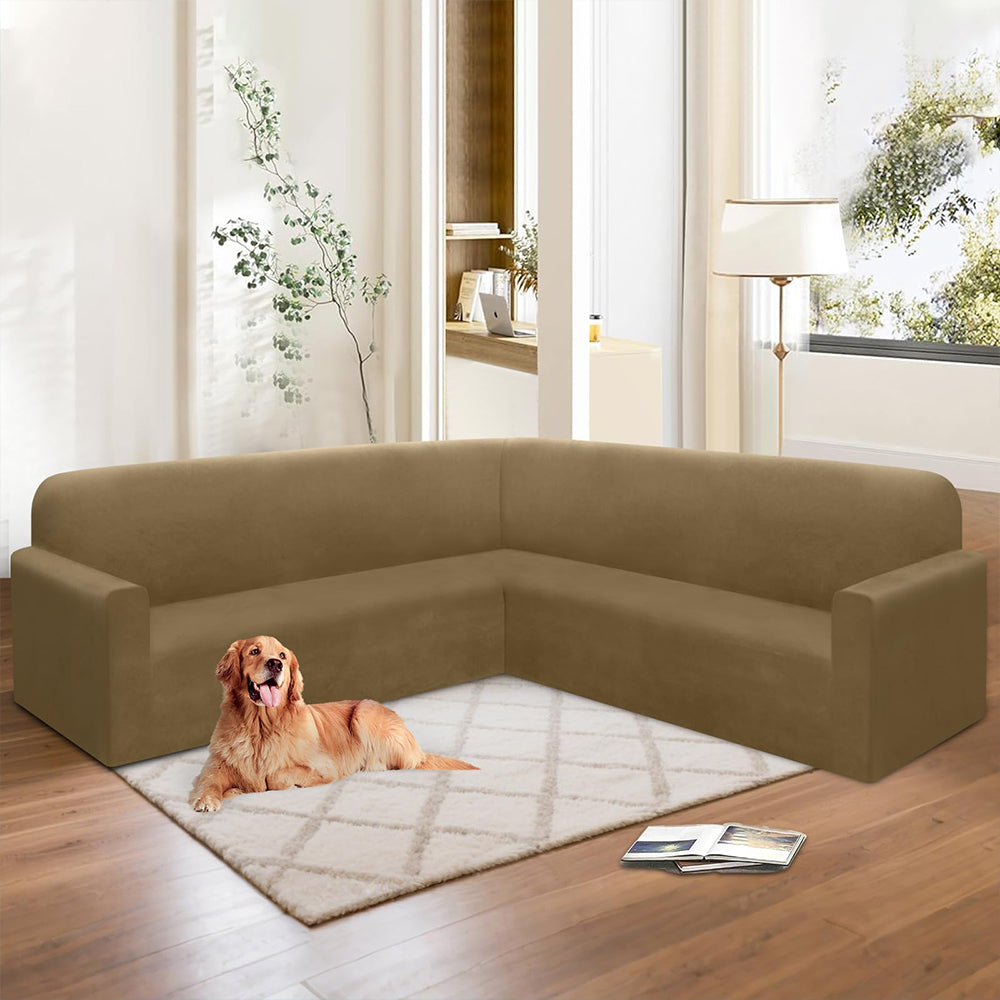 Corner Sectional Couch Covers Velvet Stretch L Shape Sofa Cover Soft Thick Sectional Slipcovers Set U Shaped Living Room Non Slip Magic Furniture Protector for Pet Dogs