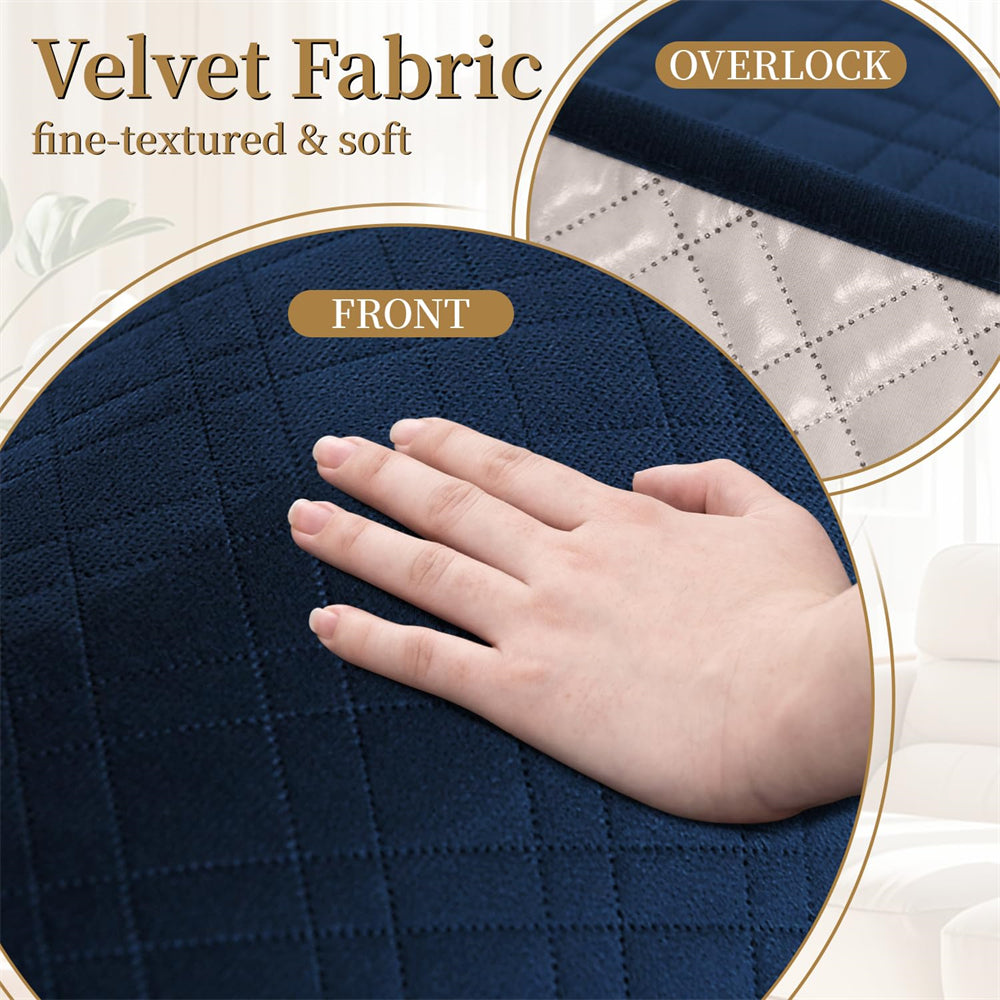 Waterproof L Shaped Couch Cover for Sectional Sofa Velvet Quilted Corner Sofa Cover L Shape Furniture Protector Slipcover Set with Non Slip Straps for Pets Dogs Kids