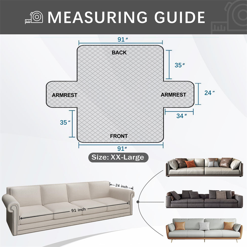 100% Waterproof Couch Cover for 3 Cushion Couch Sofa Pet Friendly Sofa Covers Washable Printed Non Slip Furniture Protector Slipcovers with Pockets for Dogs