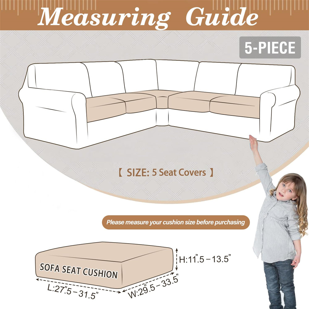 Sectional Couch Covers, 100% Waterproof High Stretch Sofa Slipcovers Soft Washable Couch Cushion Covers Anti-Slip Furniture Protector Sofa Covers for Kids/Pets