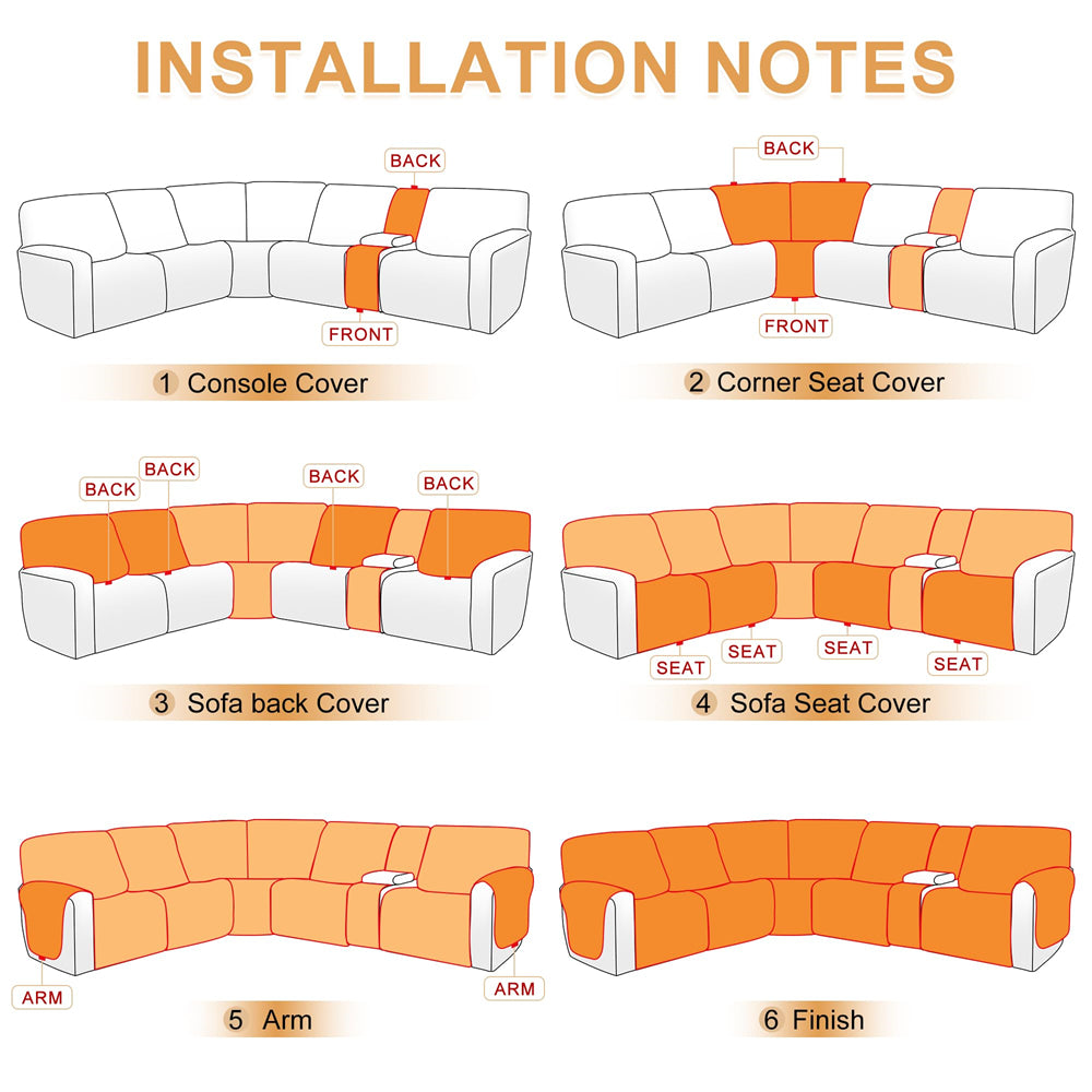 5-seat adjustable backrest combination sofa cover, velvet L-shaped combination sofa cover, washable elastic soft corner back sofa cover, with non-slip elastic band at the bottom.