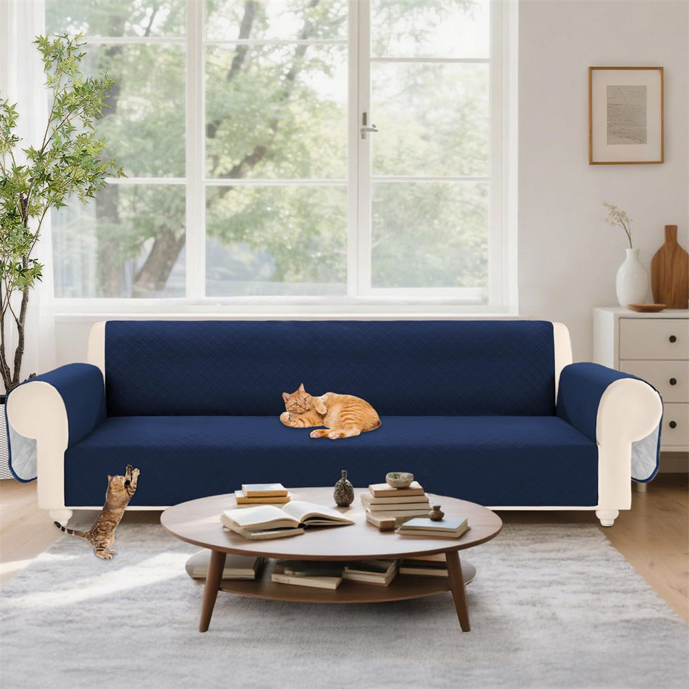 Waterproof L Shaped Couch Cover for Sectional Sofa Velvet Quilted Corner Sofa Cover L Shape Furniture Protector Slipcover Set with Non Slip Straps for Pets Dogs Kids