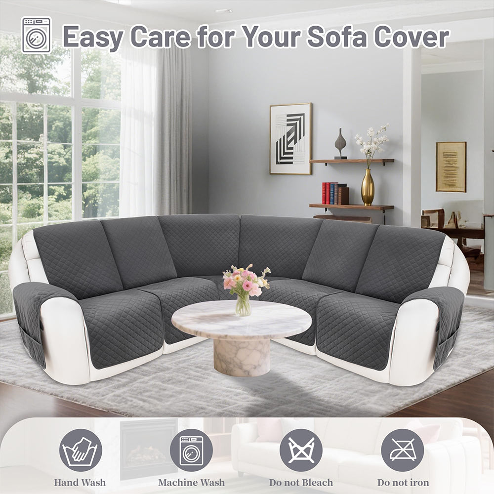 Reclining Sectional Couch Covers 100% Waterproof Recliner Cover Washable Velvet L Shape Recliner Sofa Covers for Dogs Pets Anti Slip Recliner Slipcovers with Pockets